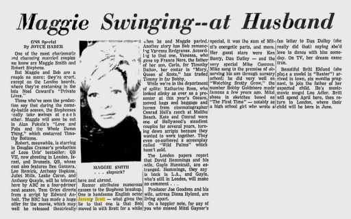 Maggie Swinging--At Husband; The Evening News; 12 Avril 1973