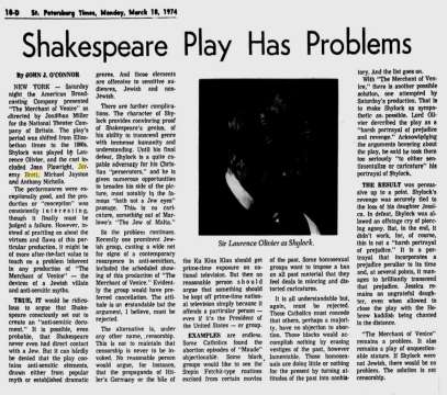 Shakespeare Play Has Problems; St. Petersburg Times; 18 Mars 1974