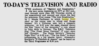 To-day‘s Television And Radio; The Glasgow Herald; 29 Janvier 1966