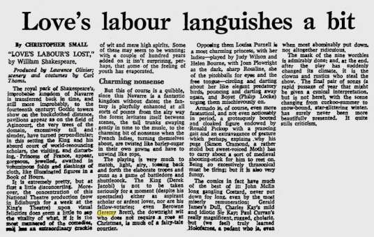 Love&lsquo;s Labour Languishes A Bit, The Glasgow Herald, 29 Avril 1969
