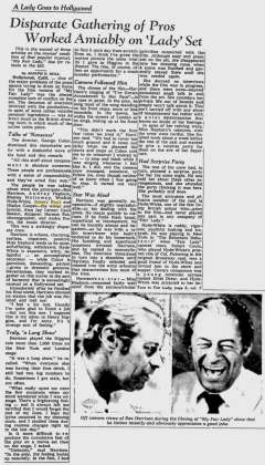 Disparate Gathering of Pros Worked Amiably on &lsquo;Lady&lsquo; Set; The Milwaukee Journal; 24 Janvier 1964