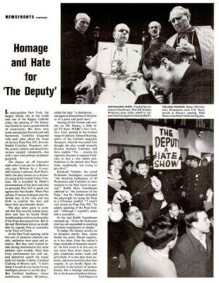 Homage And Hate For &lsquo;The Deputy&lsquo;; LIFE; 13 Mars 1964