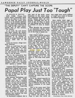 Papal Play Just Too "Tough"; Lawrence Journal-World; 2 Mars 1964