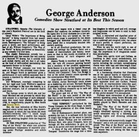 Comedies Show Stratford At Its Best This Season; Pittsburgh Post-Gazette; 22 Juin 1976