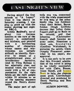 Last Night&lsquo;s View; The Glasgow Herald; 4 Avril 1975